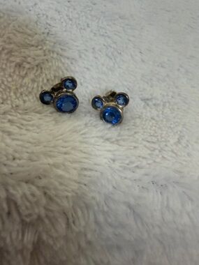 Disney Blue Crystal Mickey Silhouette Stud Earrings